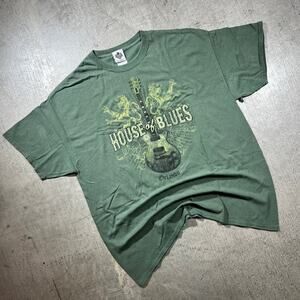 Y2K House of Blues Orlando T-Shirt XL Faded Green